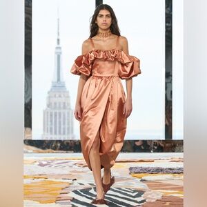 Ulla Johnson Copper Off-Shoulder Midi Dress